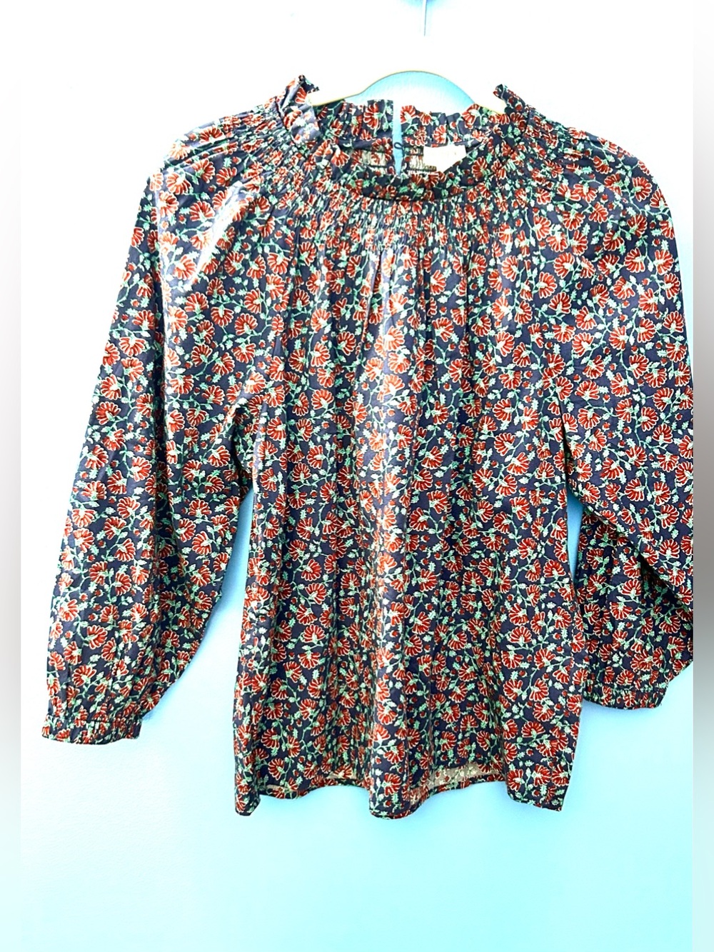 Women’s J Crew Factory smocked ruffled blouse Size S